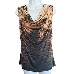 Elie Tahari Brown and Blsck Animal Print Tank Top
